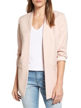 Halogen (Nordstrom) Pale Pink Open Front Lined Blazer Jacket (S)